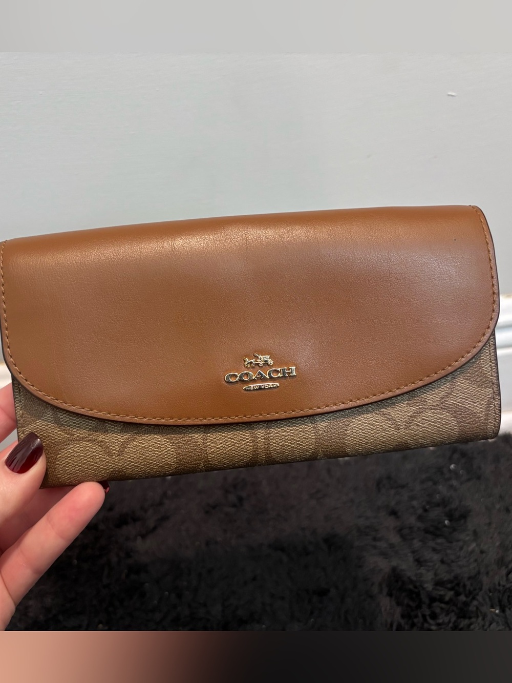 Coach Signature Slim Envelope Wallet in Khaki Saddle